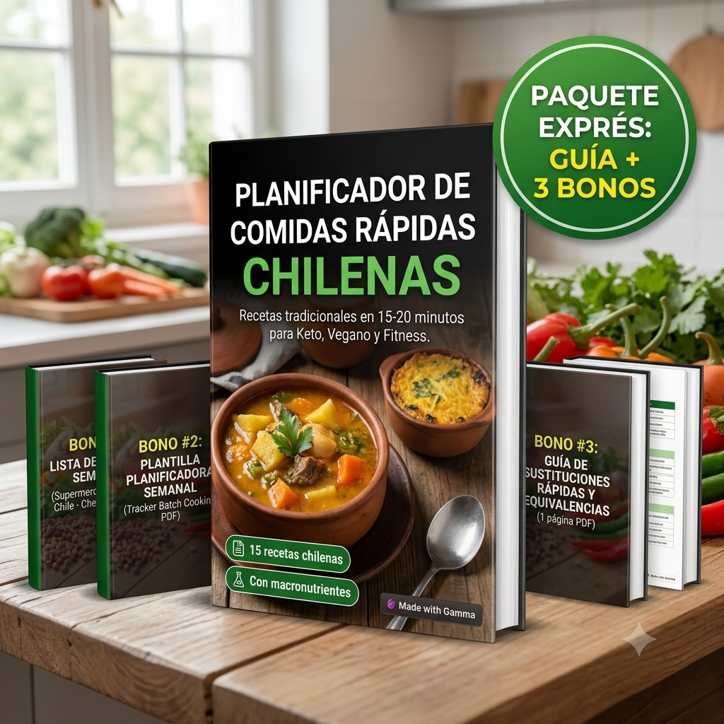 Pack Exprés: Planificador de Comidas Saludables Chilenas+ 3 Bonos de Regalo